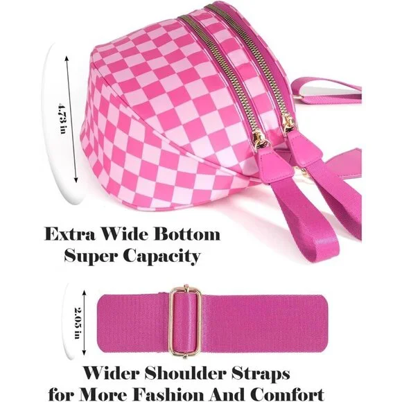 Women Rose Imported Polyester Checkered Crossbody Fanny Packs Belt Bum Bag - Picture 5 of 6